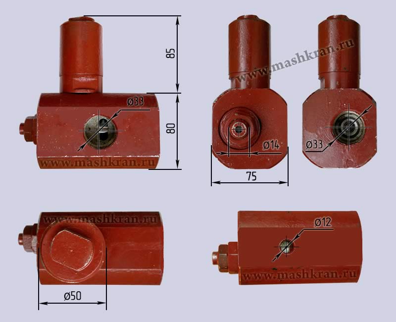 Гидроклапан-регулятор ГКР 94030 - габаритные и присоединительные размеры