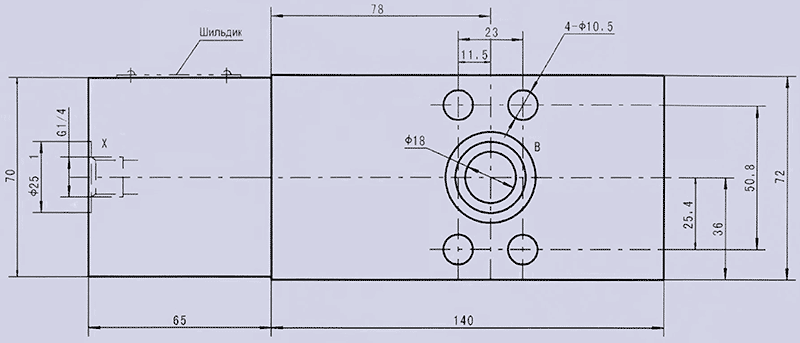 Гидроклапан тормозной FYY-69 (аналог Bosch Rexroth FD 16 FA) - габаритные и присоединительные размеры