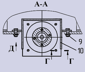 Вид А-А чертежа крепления гидронасоса на лонжероне рамы шасси КамАЗ автокрана КС-45717